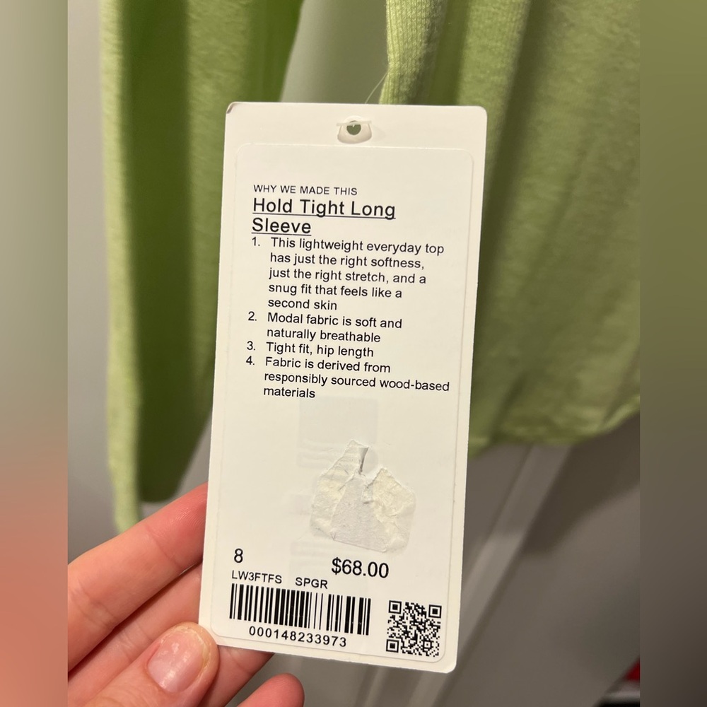 Lululemon NWT Hold Tight Long-Sleeve Shirt Spark Green Size 8 - Picture 4 of 7